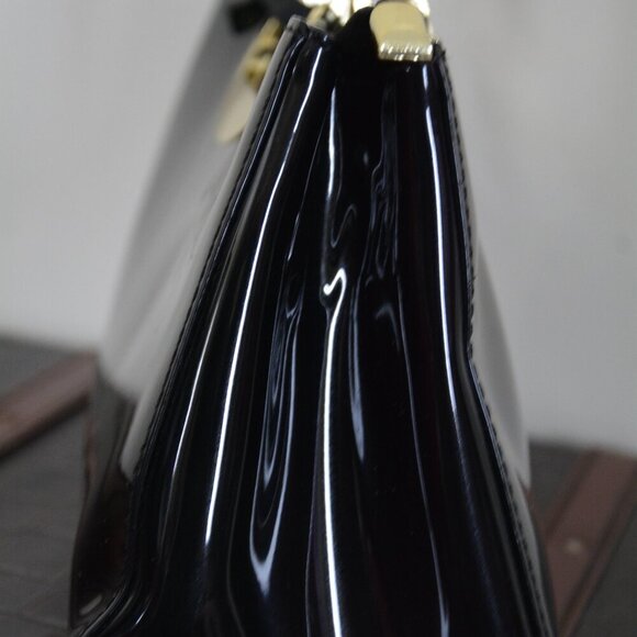 HOXIS Charm Glossy Metal Grip Structured Shoulder Handbag Women Satchel NEW - Picture 8 of 12